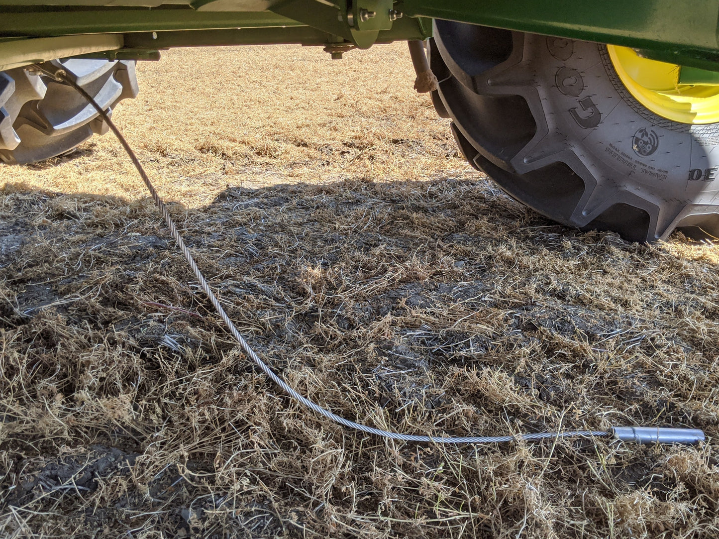 StatiCable mounted to combine harvester